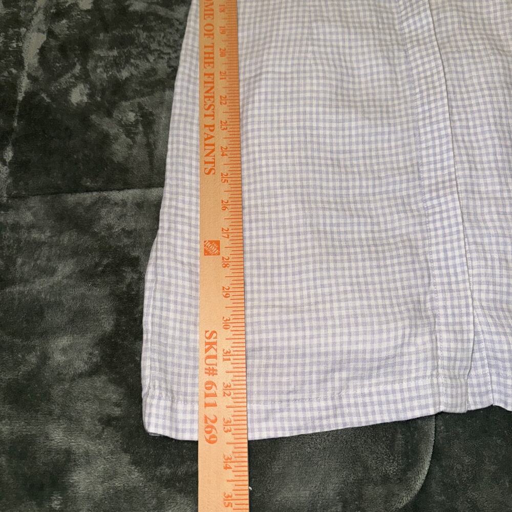 J. Crew Cottage Dress Women's 00 Blue White Gingham Linen Casual Puff Sleeve - Picture 8 of 10